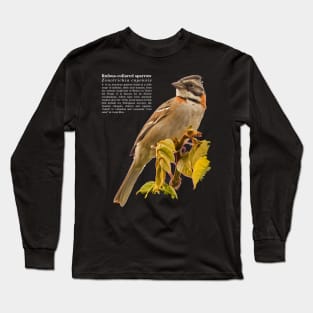 Rufous-collared sparrow bird white text Long Sleeve T-Shirt